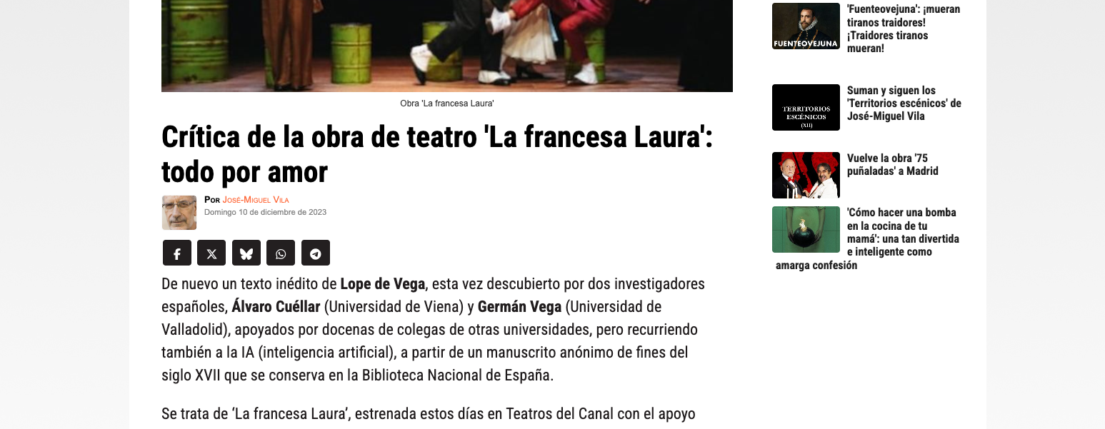 Review of the Play 'La francesa Laura': All for Love
