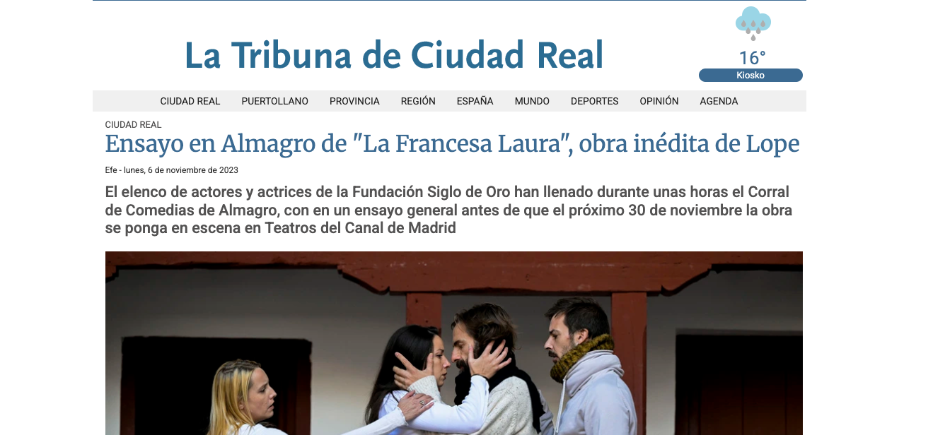 Rehearsal in Almagro of La Francesa Laura, an Unpublished Play by Lope de Vega