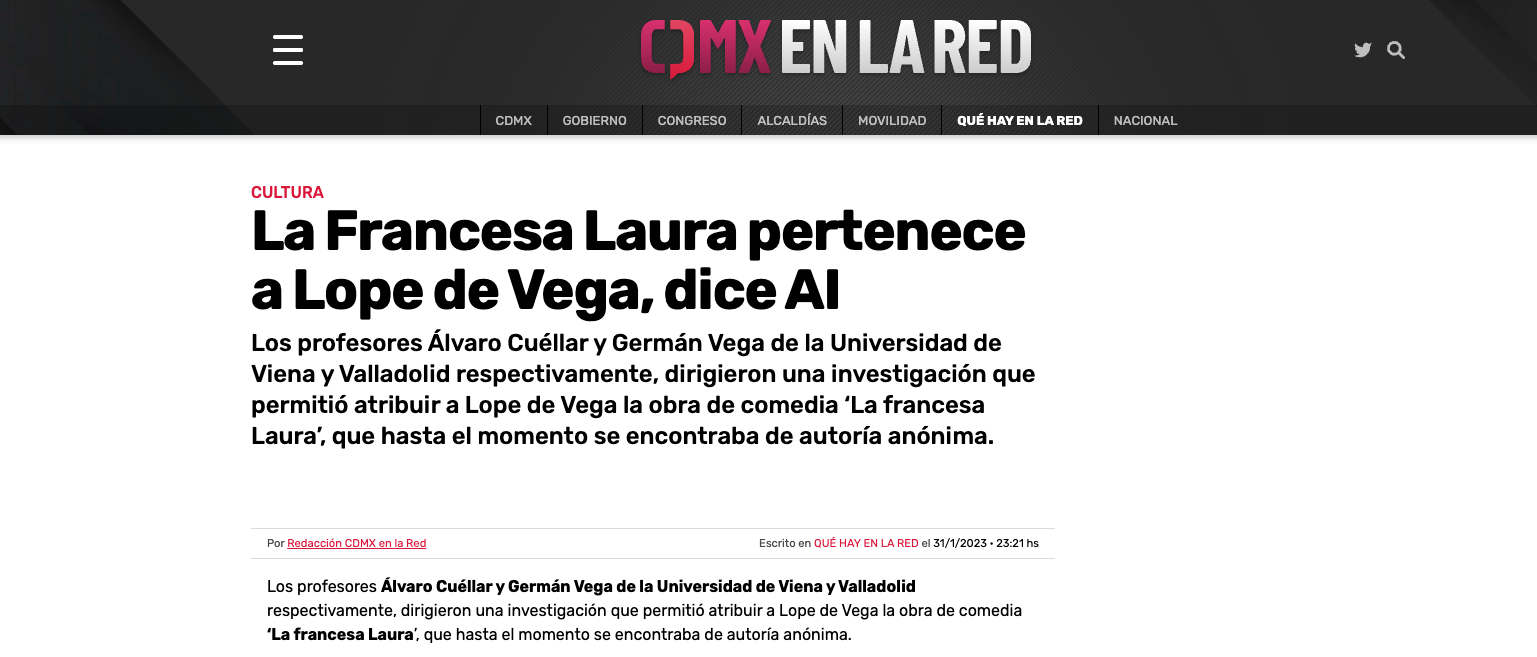 La Francesa Laura Belongs to Lope de Vega, Says AI