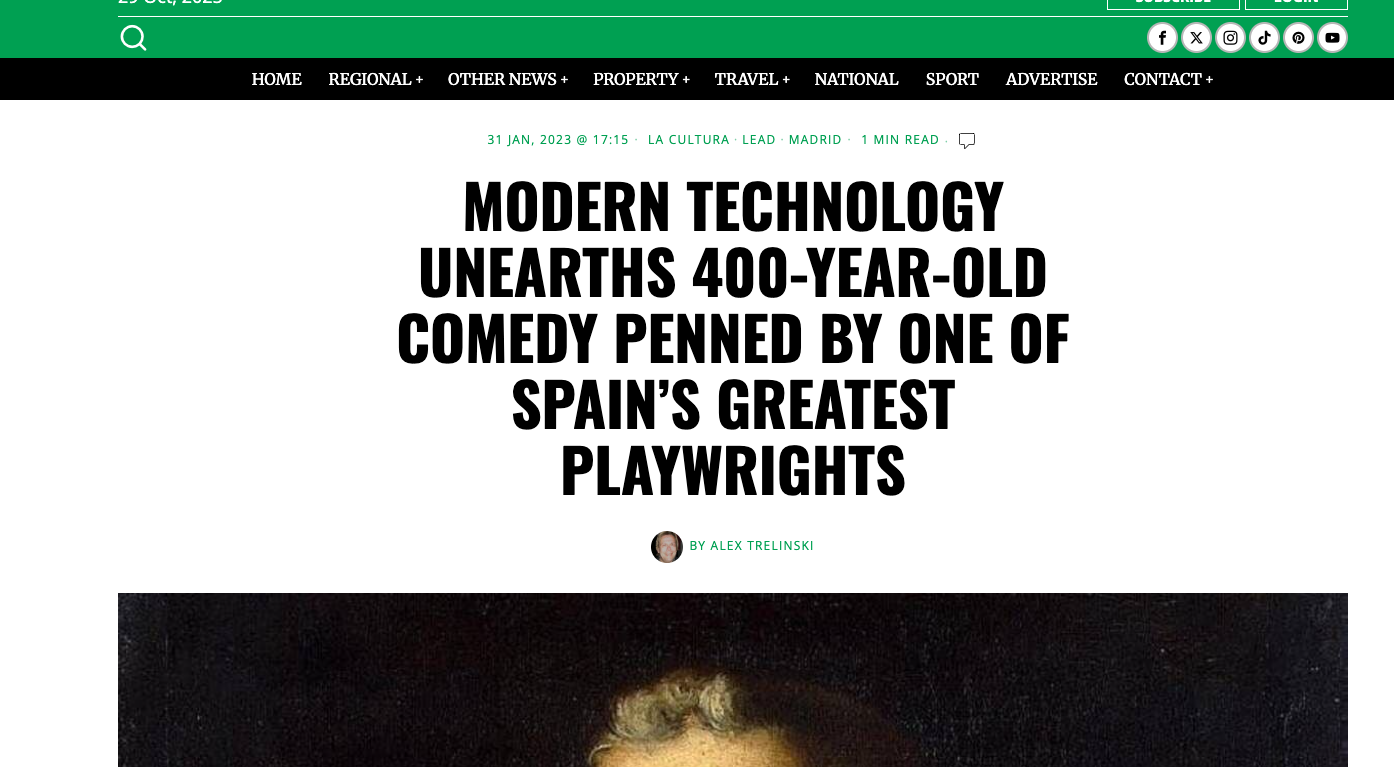 Modern Technology Unearths 400-Year-Old Comedy Penned by One of Spain’s Greatest Playwrights