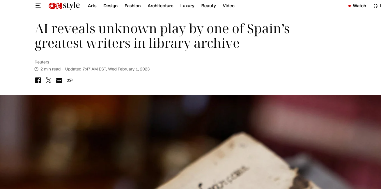 AI reveals unknown play by one of Spain’s greatest writers in library archive