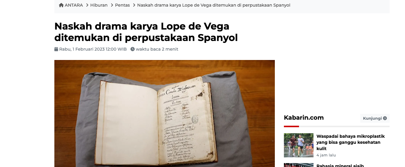 Lope de Vega’s Play Manuscript Discovered in the Spanish National Library