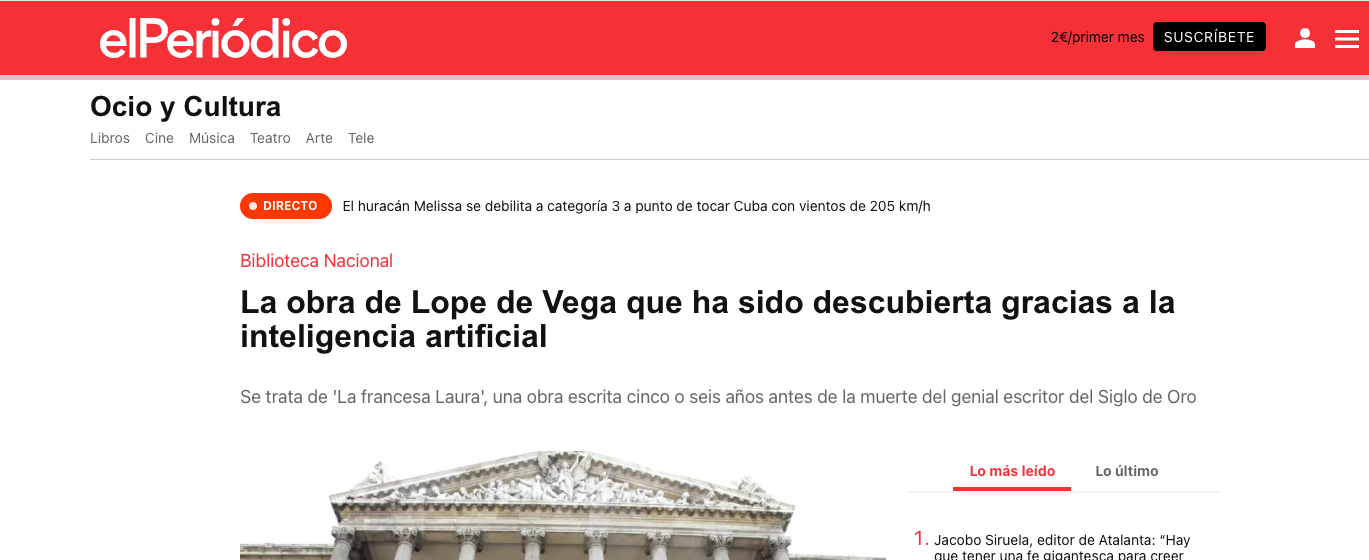 The Lope de Vega Play Discovered Thanks to Artificial Intelligence