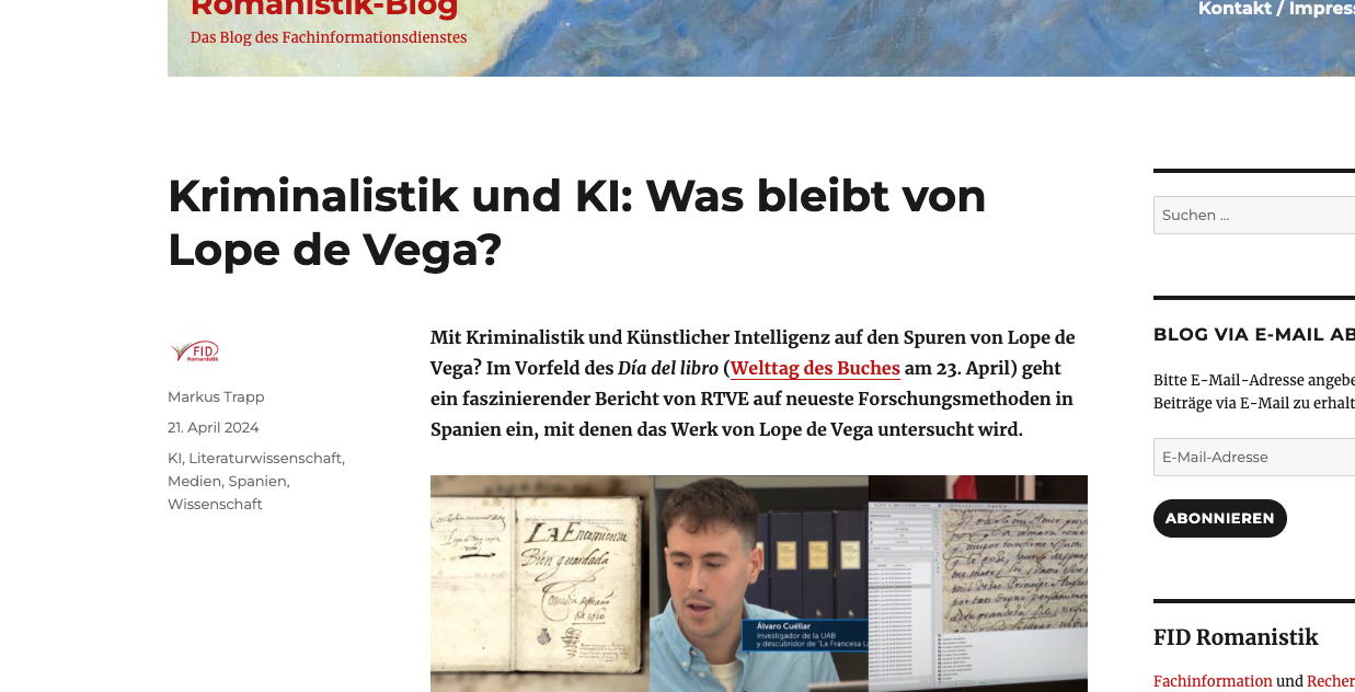 Forensics and AI: What Remains of Lope de Vega?