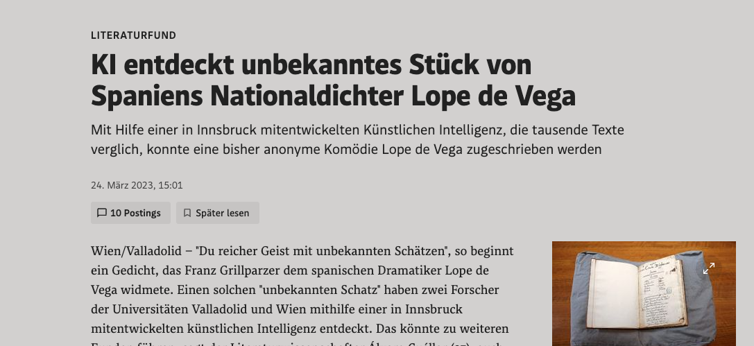 AI Discovers Unknown Play by Spain’s National Poet Lope de Vega