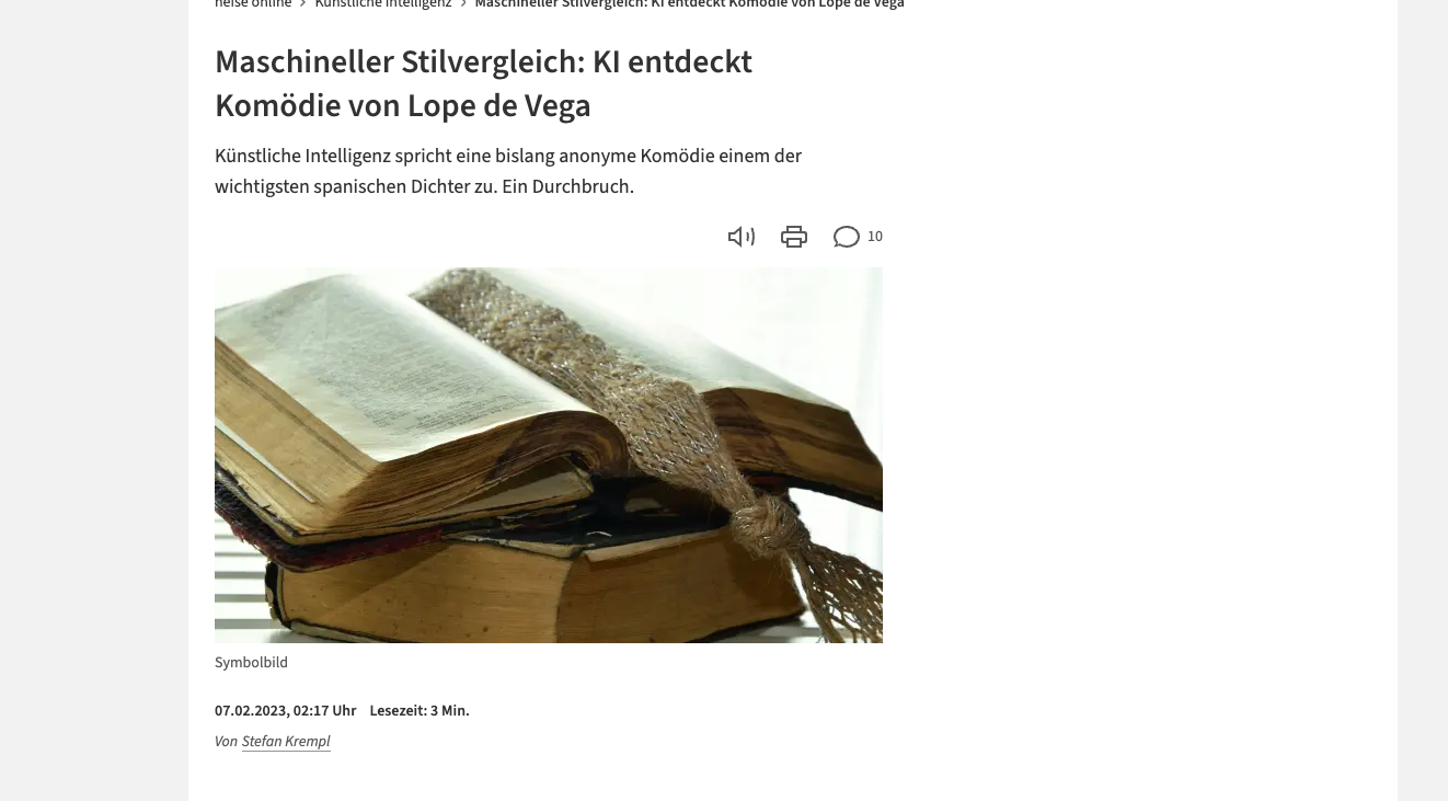 Machine Style Comparison: AI Discovers Comedy by Lope de Vega