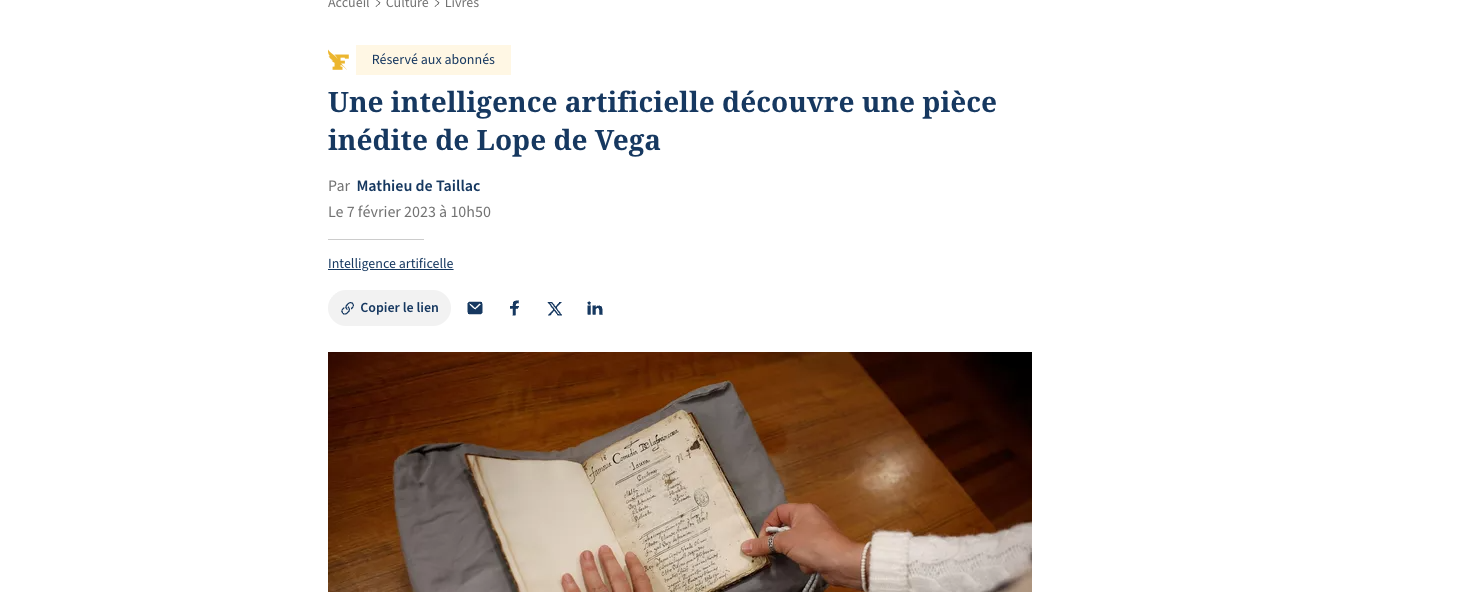 An Artificial Intelligence Discovers an Unpublished Play by Lope de Vega