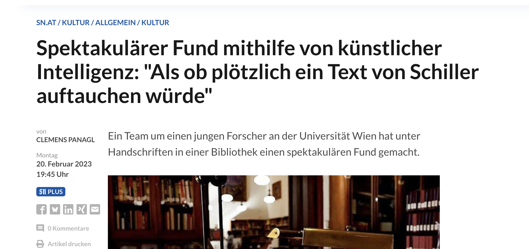 Spectacular Discovery Using Artificial Intelligence: 'As If a Text by Schiller Had Suddenly Appeared'