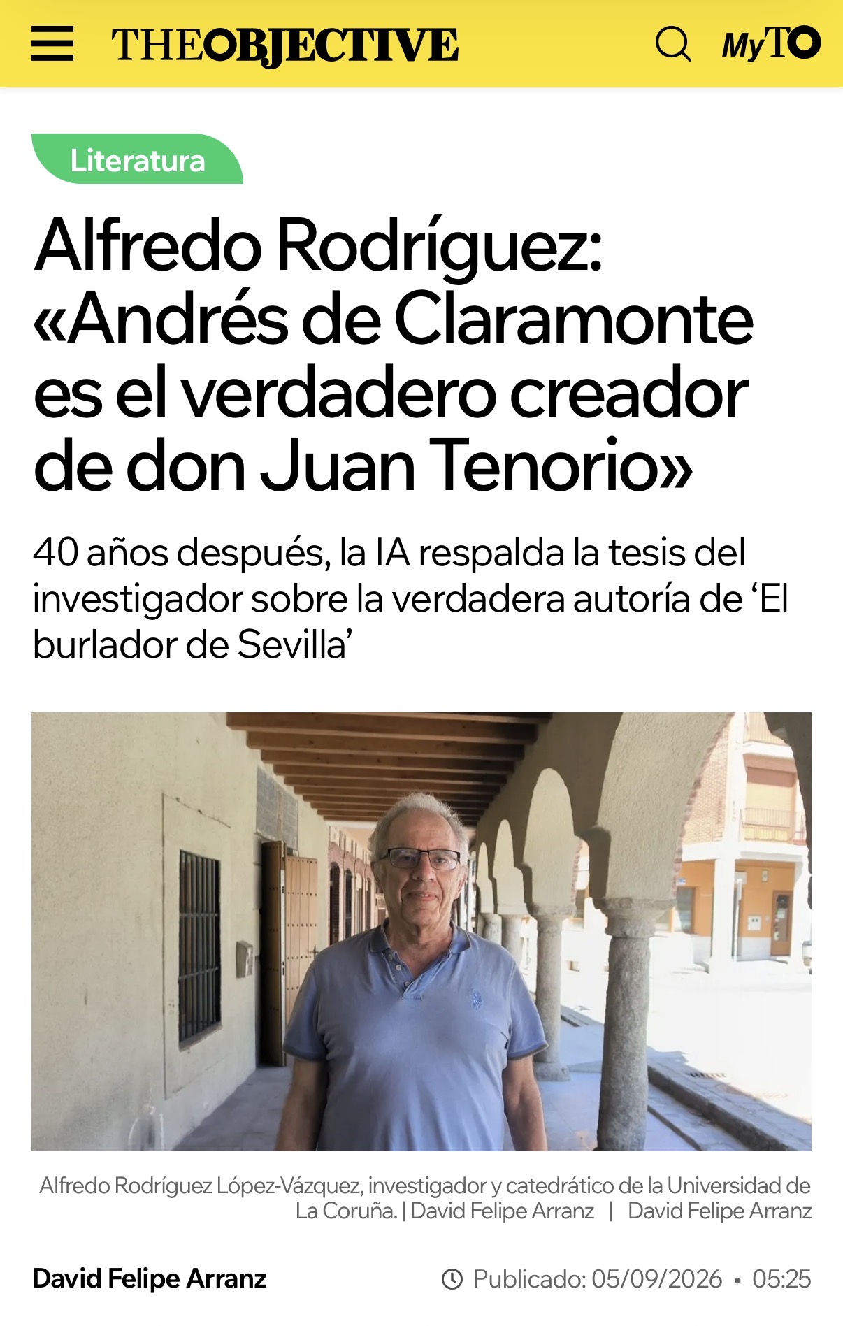 Alfredo Rodríguez: «Andrés de Claramonte es el verdadero creador de don Juan Tenorio»