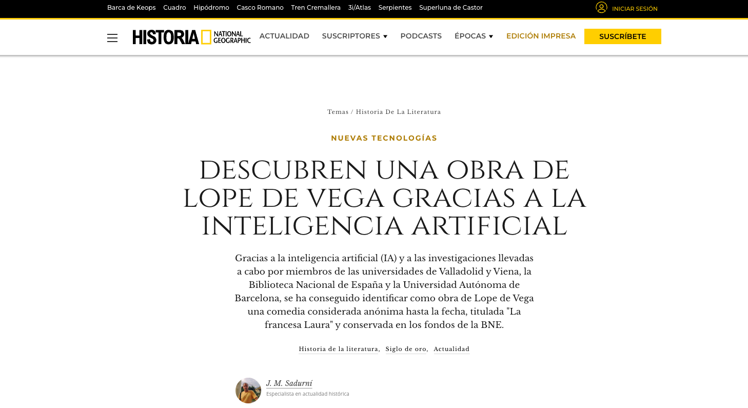 A Lope de Vega Play Discovered Thanks to Artificial Intelligence