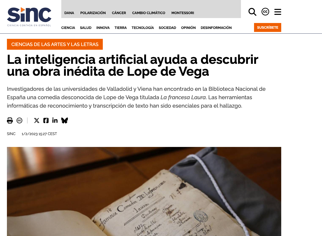 Artificial Intelligence Helps Uncover an Unpublished Play by Lope de Vega