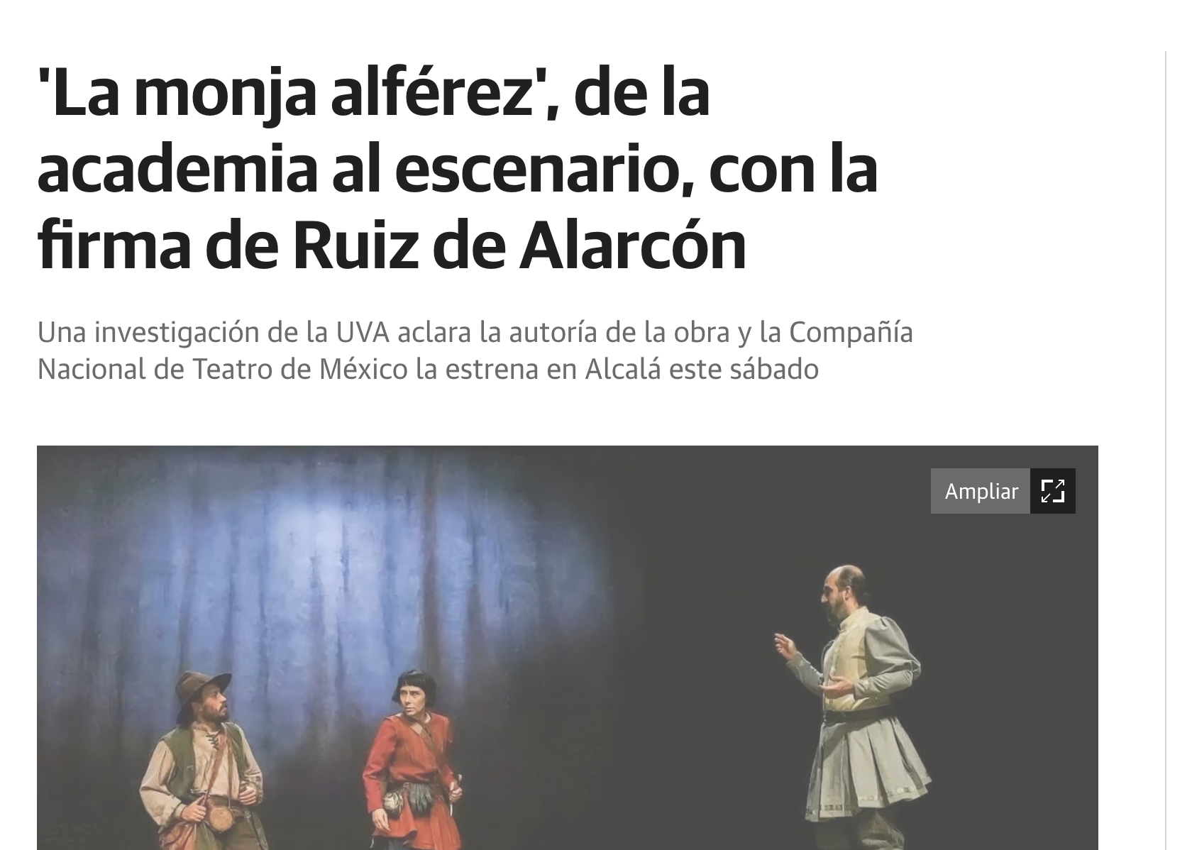 'The Lieutenant Nun': From Academia to the Stage, Signed by Ruiz de Alarcón