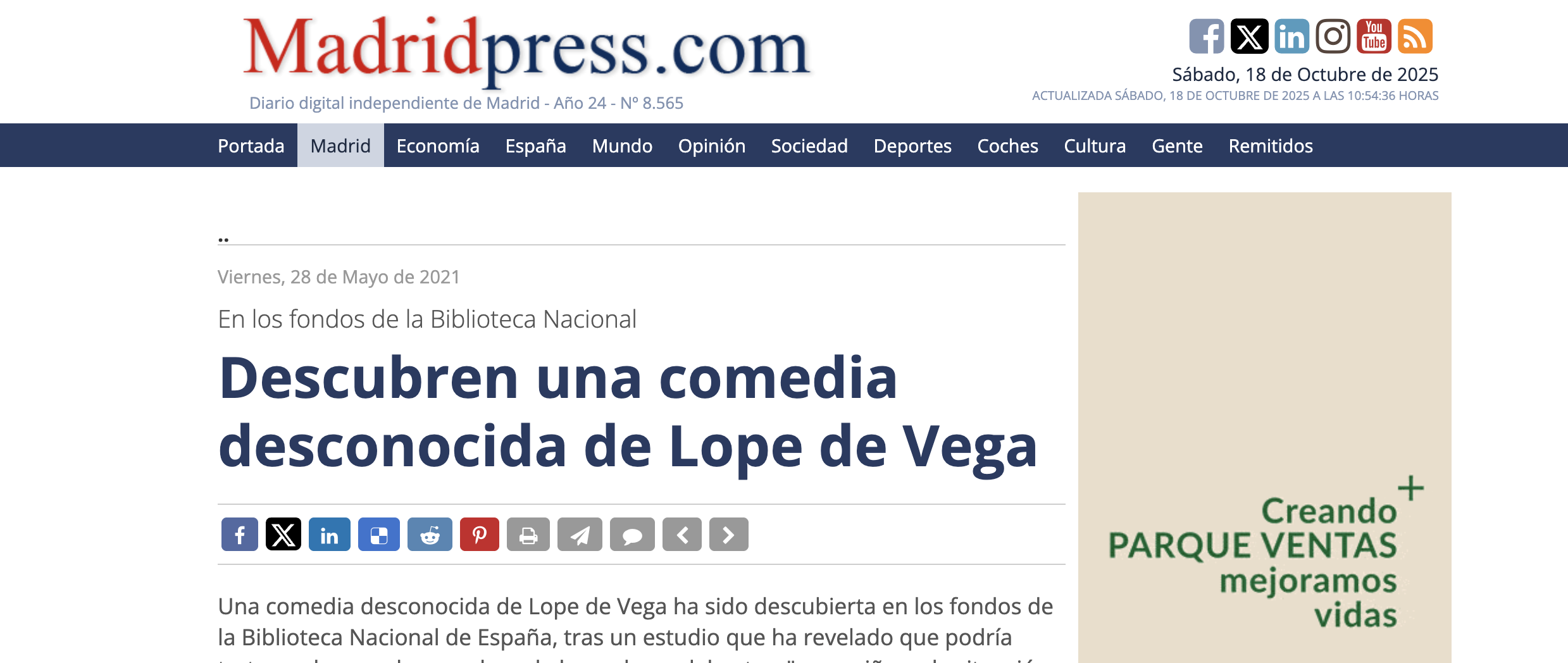 They discover an unknown comedy by Lope de Vega