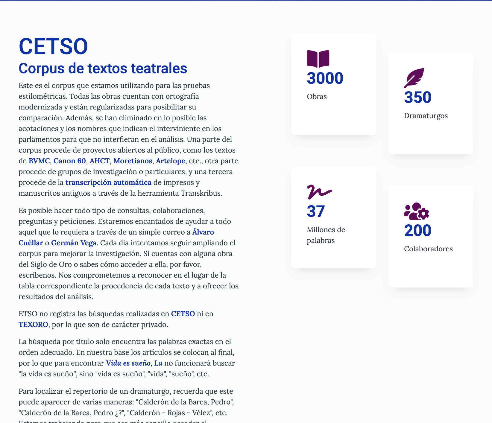 CETSO: Corpus de Estilometría aplicada al Teatro del Siglo de Oro