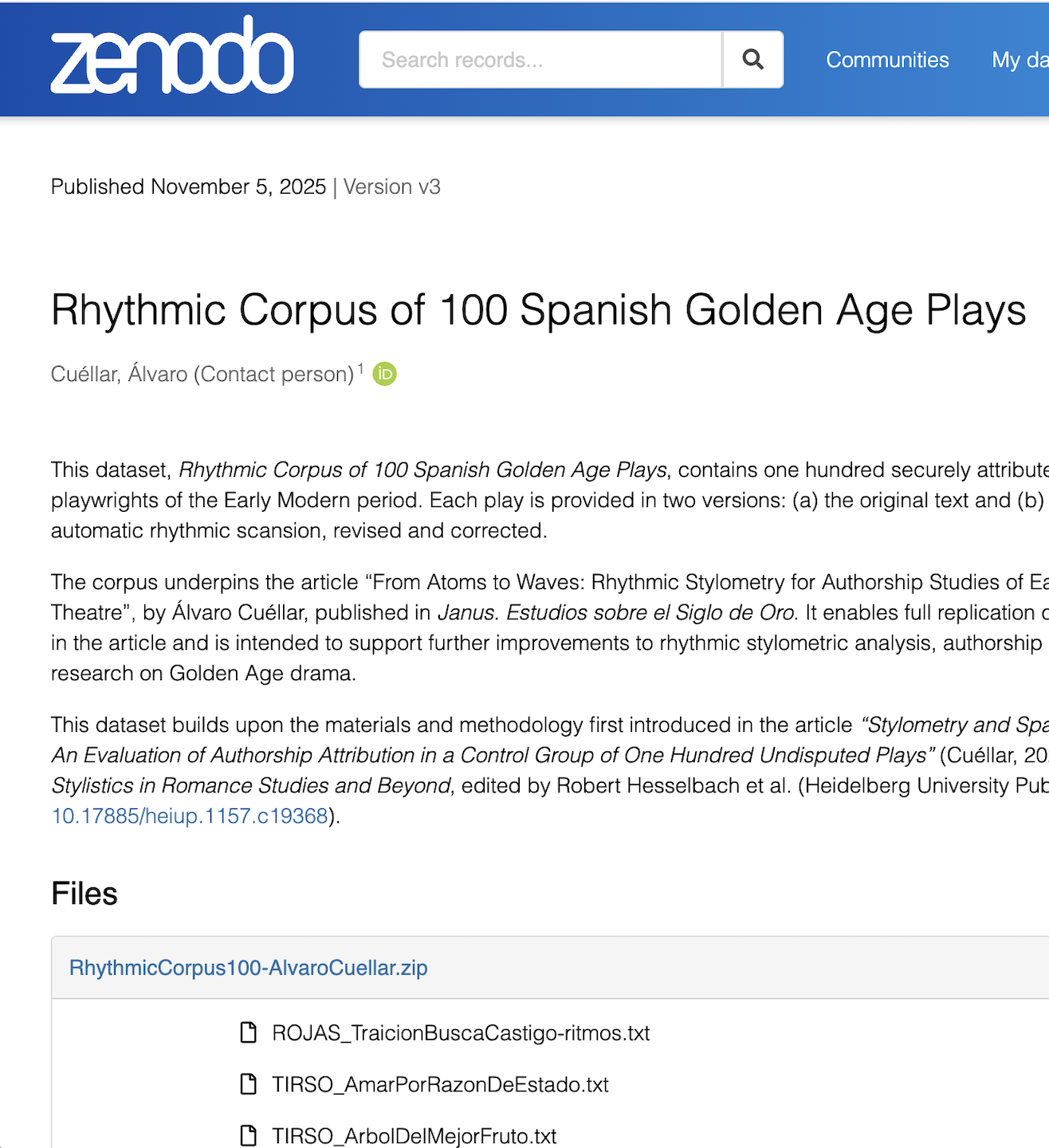 Rhythmic Corpus of 100 Spanish Golden Age Plays
